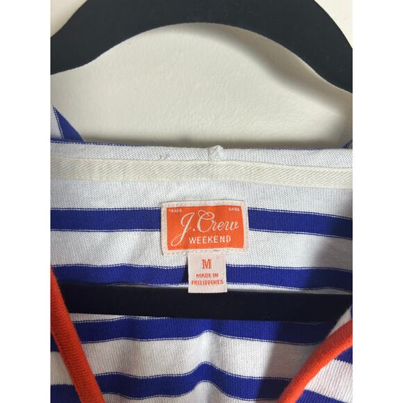 J. Crew Tipped Hoodie Striped Mariner Cloth Size M Blue - Picture 8 of 8
